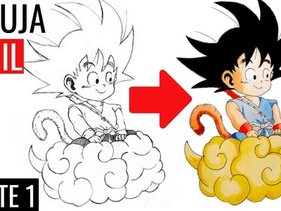 Como ???????????????????????????? a GOKU NIÑO en la nube voladora 【 PARTE 1 】Goku niño a lápiz | Dibujos de Dragon Ball |
