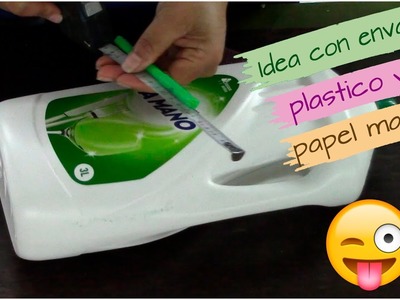 Idea con envases plásticos y papel mache. No tires los envases de LAVA-VAJILLAS.