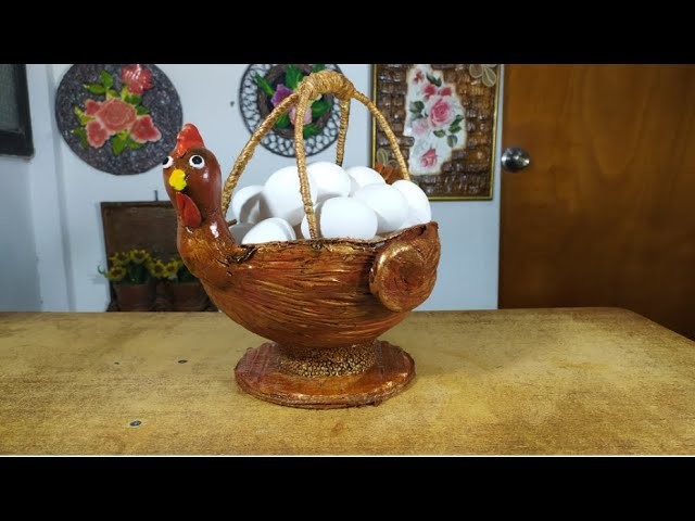 ¡¡CÓMO HACER UNA CANASTA PARA LOS HUEVOS CON FORMA DE GALLINA!!