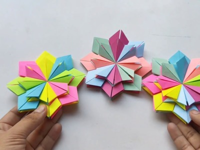 Mandala multicolor ???? fácil y rápido papiroflexia origami (easy and fast) Diy शिल्प