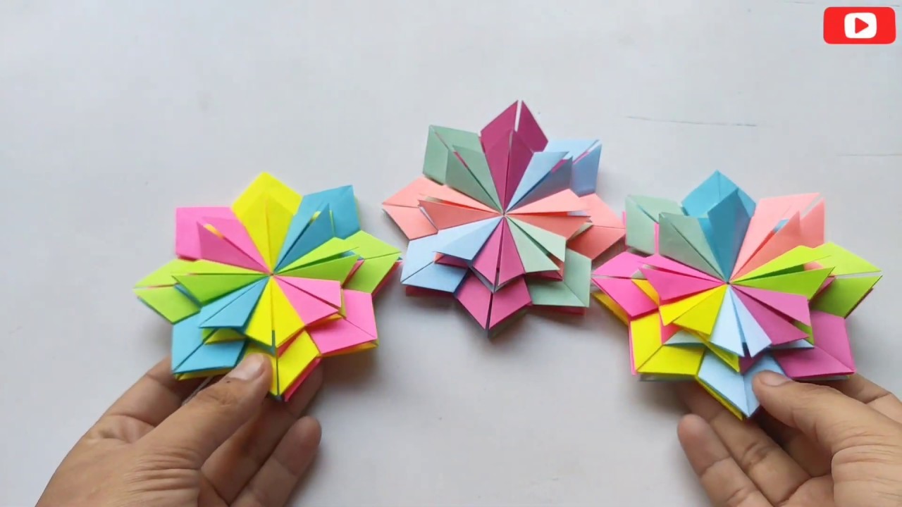 Mandala multicolor ???? fácil y rápido papiroflexia origami (easy and fast) Diy शिल्प