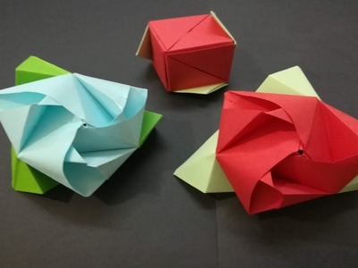 Cómo hacer un Rosa Cubo de papel - DIY Paper Magic Rose Cube Origami