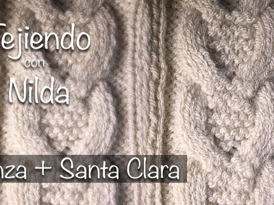 Cómo tejer trenza + Punto Santa Clara. How to knit a braid with Santa Clara stitch.