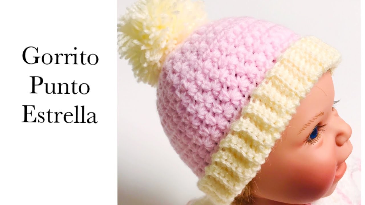 Gorro a crochet o ganchillo con punto estrella para bebe fácil, Como tejer Gorros, Crochet for Baby