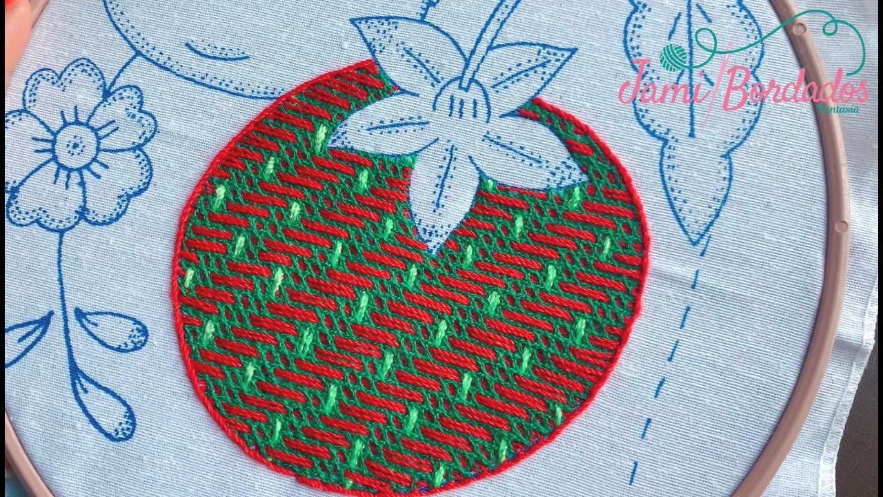 76. Bordado Fantasía Jitomate 1. Hand Embroidery Tomato with Fantasy Stitch