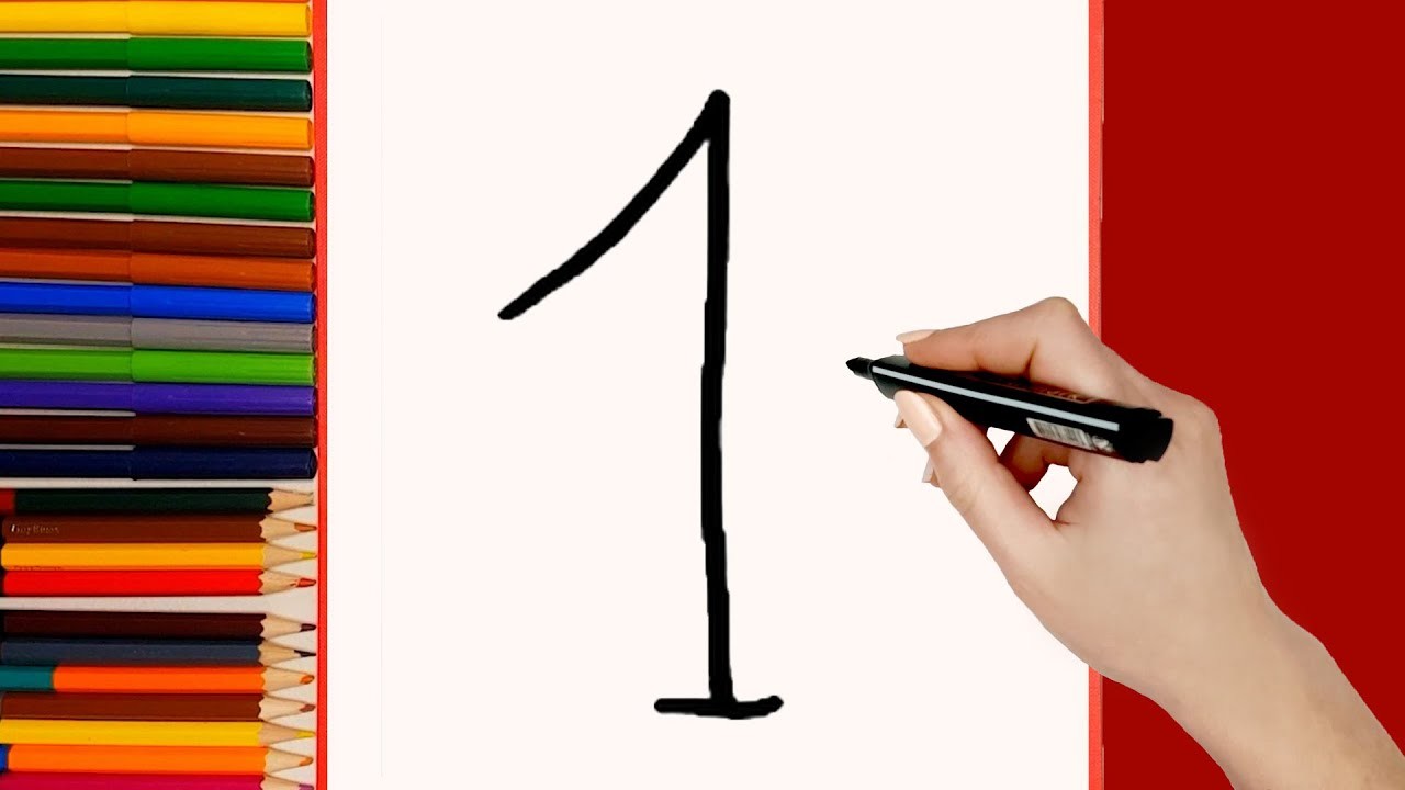 Cómo dibujar un Erizo del número 1 paso a paso para niños. Dibujo de animales para niños fácil