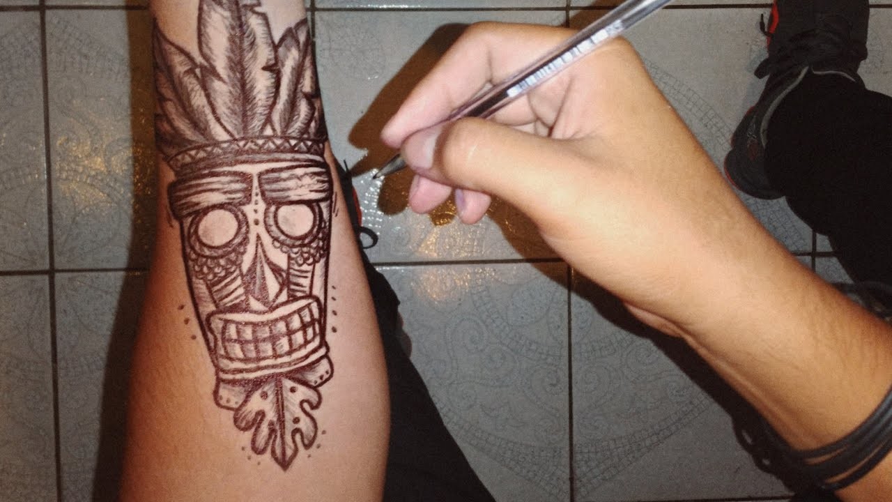 Como hacer un tatuaje falso a lapicero. Aku Aku Crash bandicoot °|° How to make a fake tattoo.