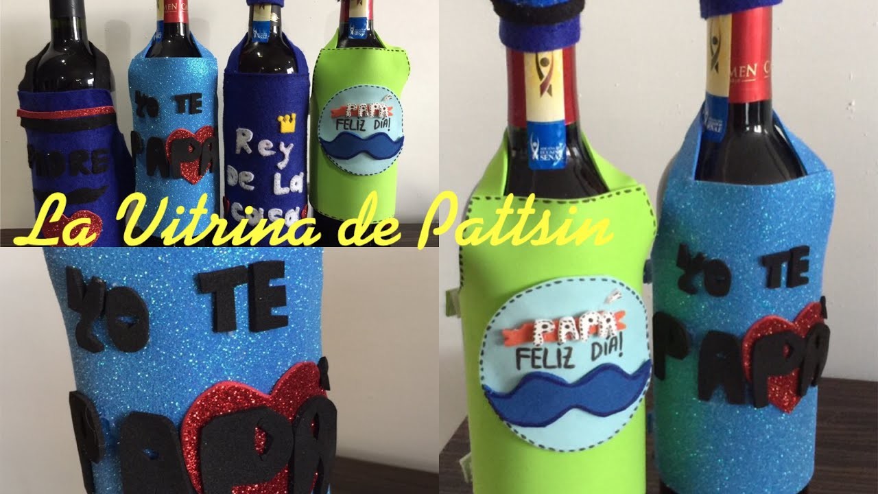 Decoración de botellas de vino para el Día del padre , fathers day gift #botellasdecoradas