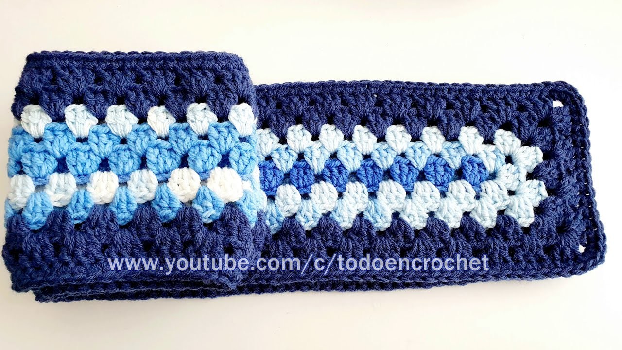 Bufanda para hombre - tejido a crochet - facil - (ganchillo para principiantes) TODO EN CROCHET