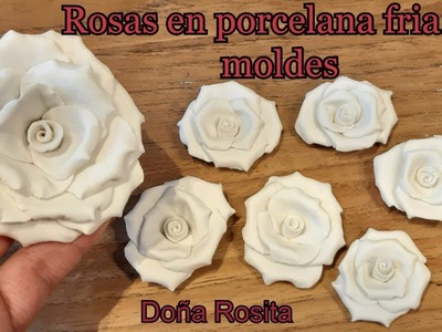 Como hacer ROSAS en porcelana fria SIN MOLDES super facil de hacer. Manualidades Doña Rosita