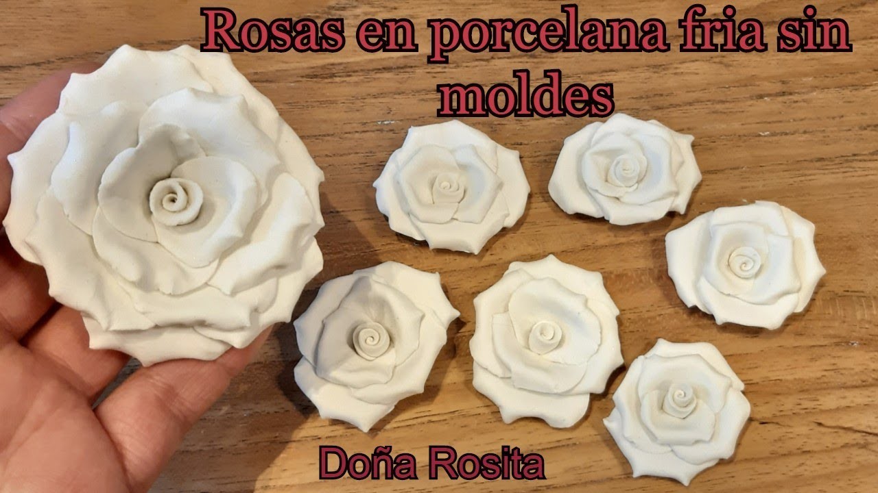 Como hacer ROSAS en porcelana fria SIN MOLDES super facil de hacer. Manualidades Doña Rosita