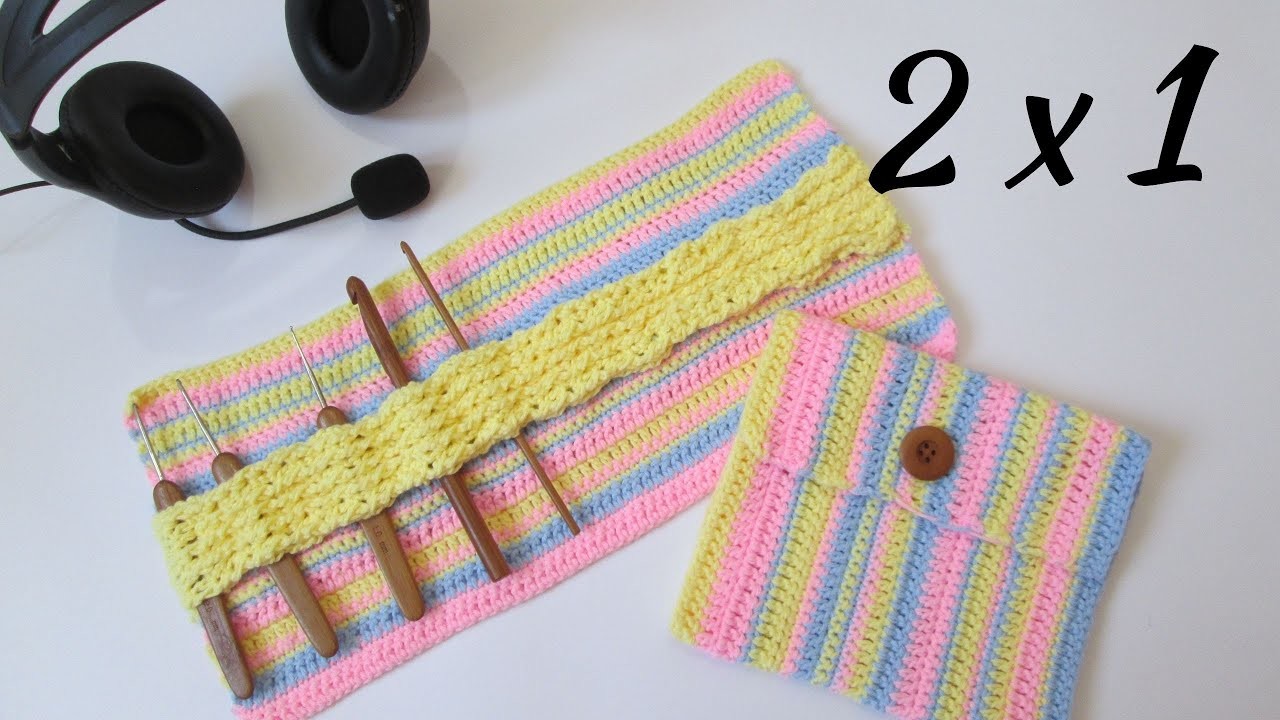 DOS TUTORIALES ✌ Estuche para agujas y mini cartera o Monedero a Crochet. Ideal PRINCIPIANTES.