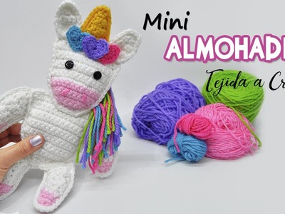 Mini ALMOHADA de UNICORNIO tejida a crochet - amigurumi