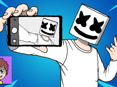 Como Dibujar a Marshmello toma una selfie - Dibujos Faciles - Dibujos para Dibujar