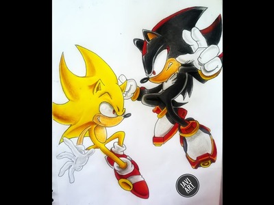 ????????Como dibujar a super Sonic vs Shadow. how to draw super Sonic vs  super Shadow. Javi art ????????