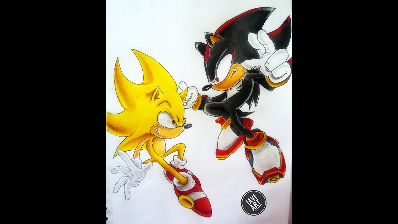 ????????Como dibujar a super Sonic vs Shadow. how to draw super Sonic vs  super Shadow. Javi art ????????