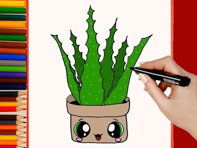 Cómo dibujar Aloe Vera. Dibujos kawaii faciles paso a paso #2