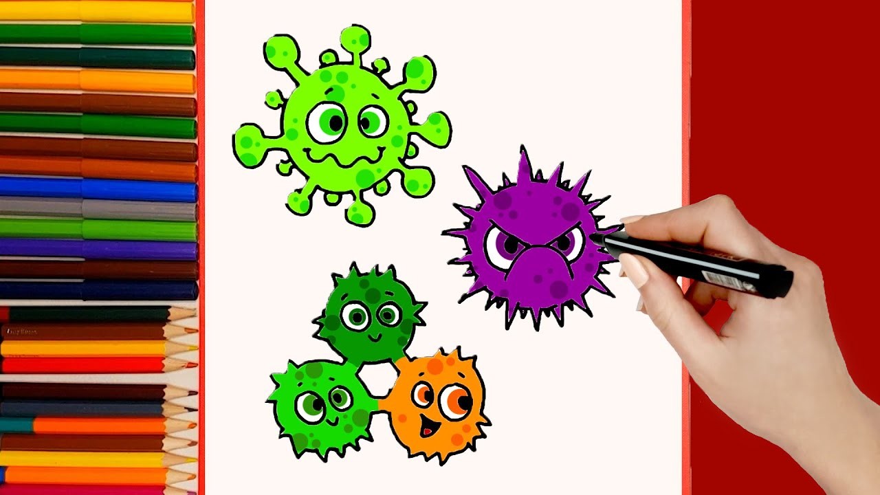 Como dibujar Bacterias kawaii. PASO A PASO. Dibujos kawaii faciles