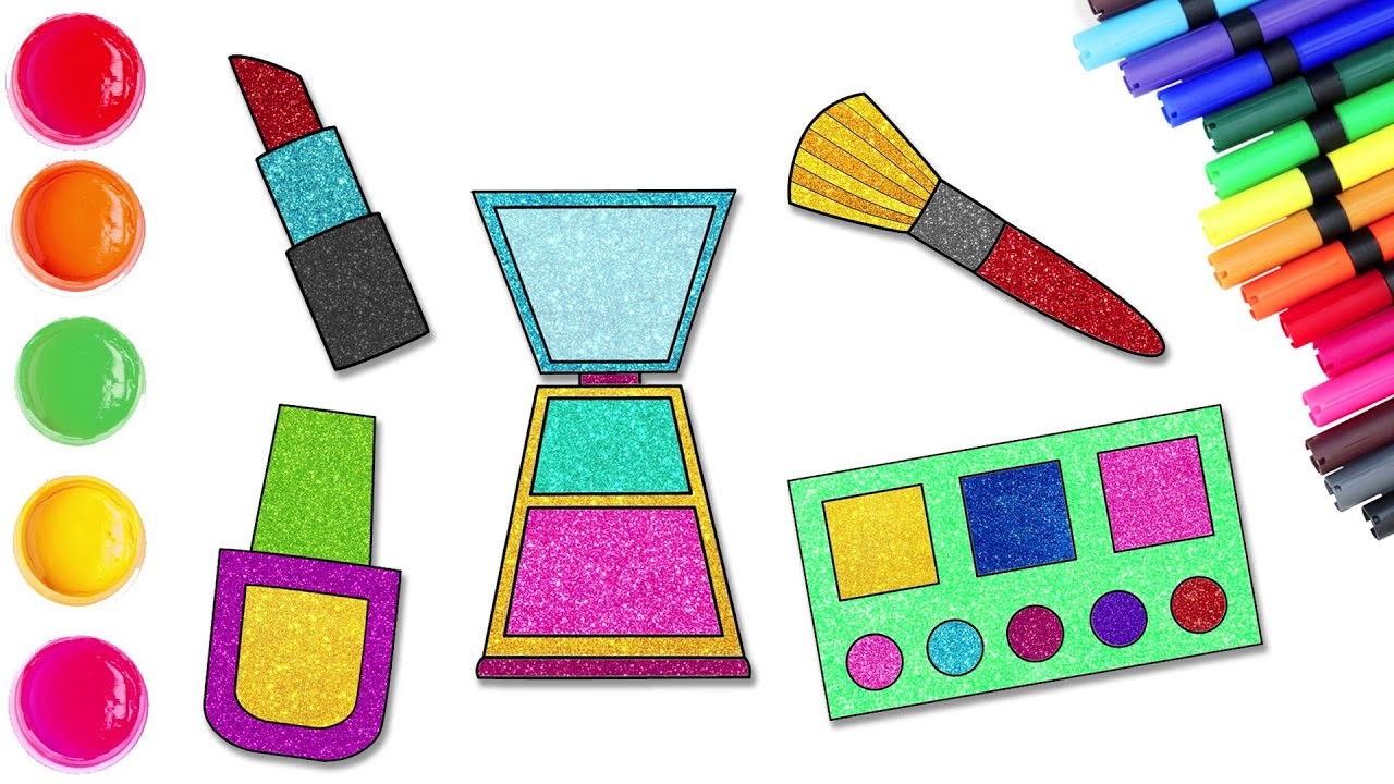 Cómo dibujar un kit de maquillaje con glitter - Dibujos sencillos | Chiki-Arte Aprende a Dibujar