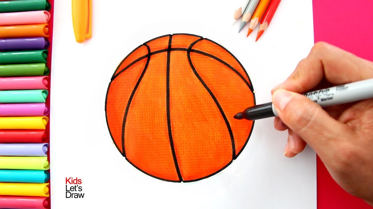 Cómo dibujar una PELOTA DE BASQUET (Baloncesto) Fácil