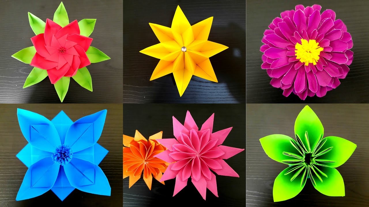 6 Rosas de papel fáciles de hacer | Flores de Decoración para el hogar | Bricolaje