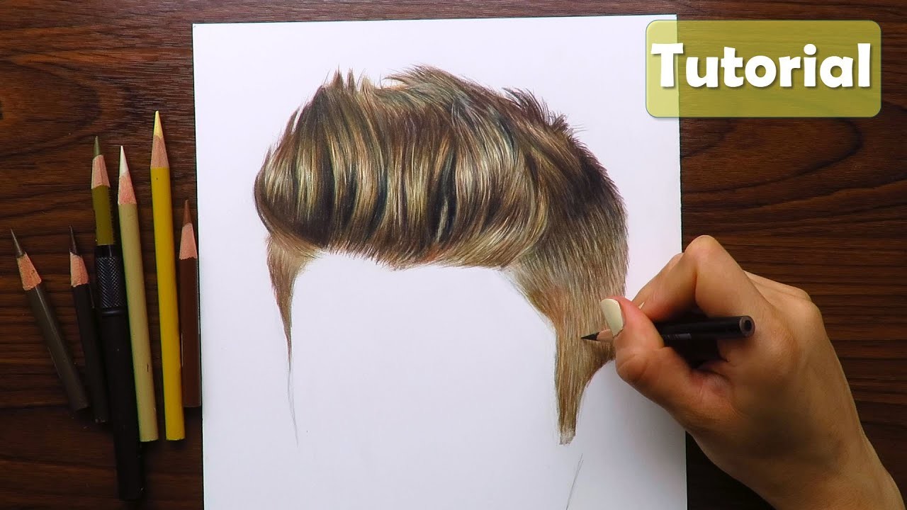 Cabello corto con lápices de colores PASO a PASO - Cabello de Justin Bieber