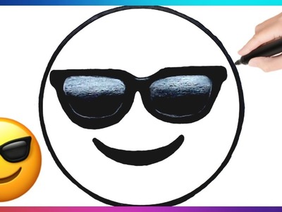 Como dibujar al Emoji de los lentes   paso a paso