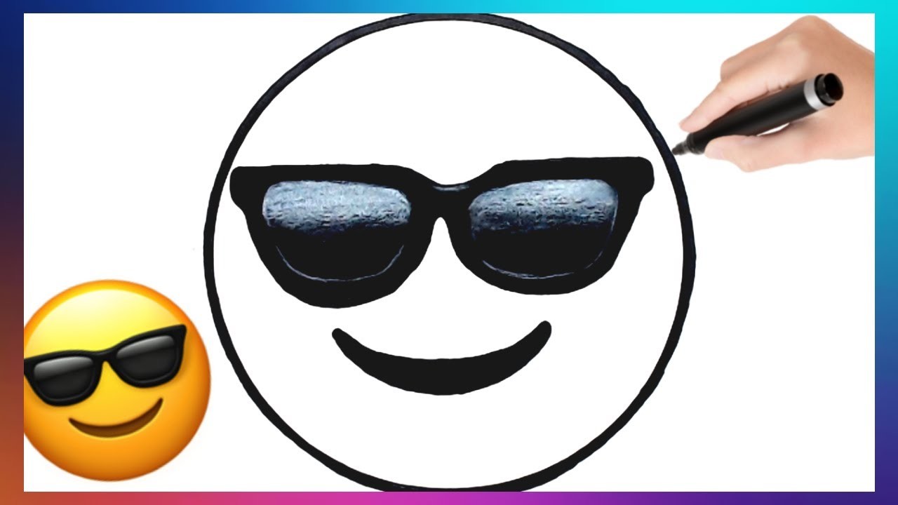 Como dibujar al Emoji de los lentes   paso a paso