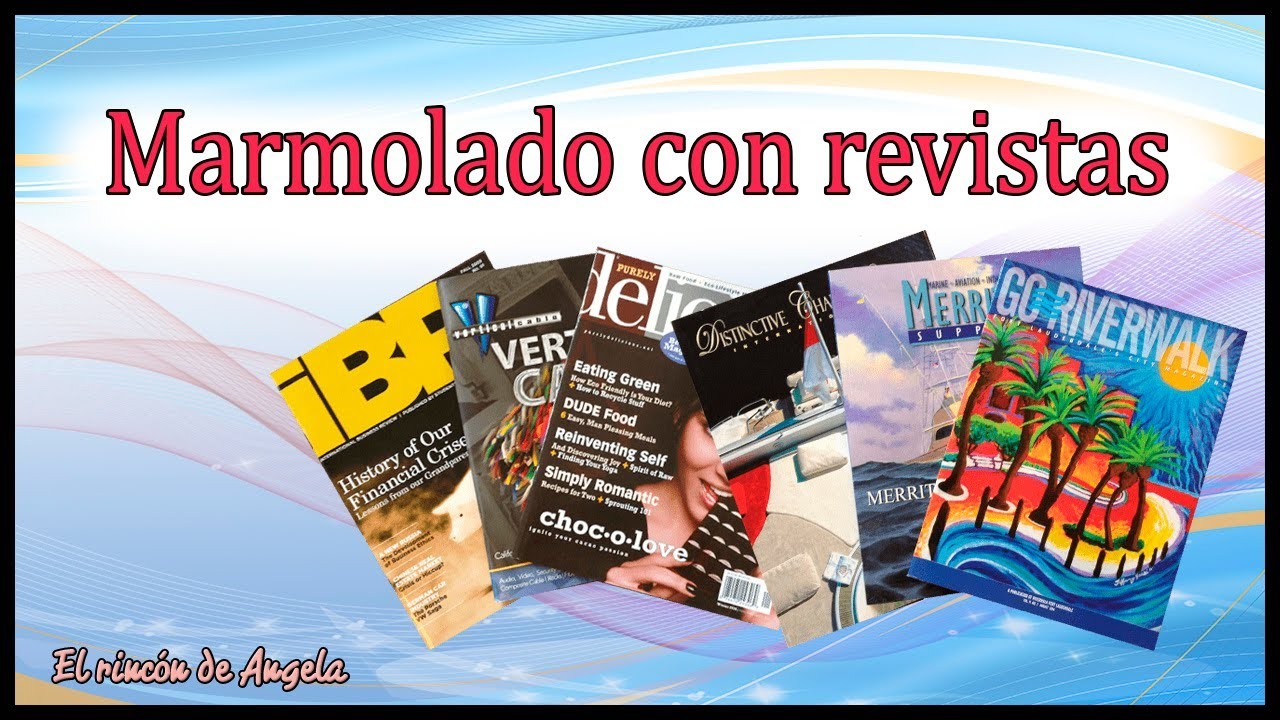 Marmolado con revistas para reciclar caja de plástico - Diy manualidades y decoupage