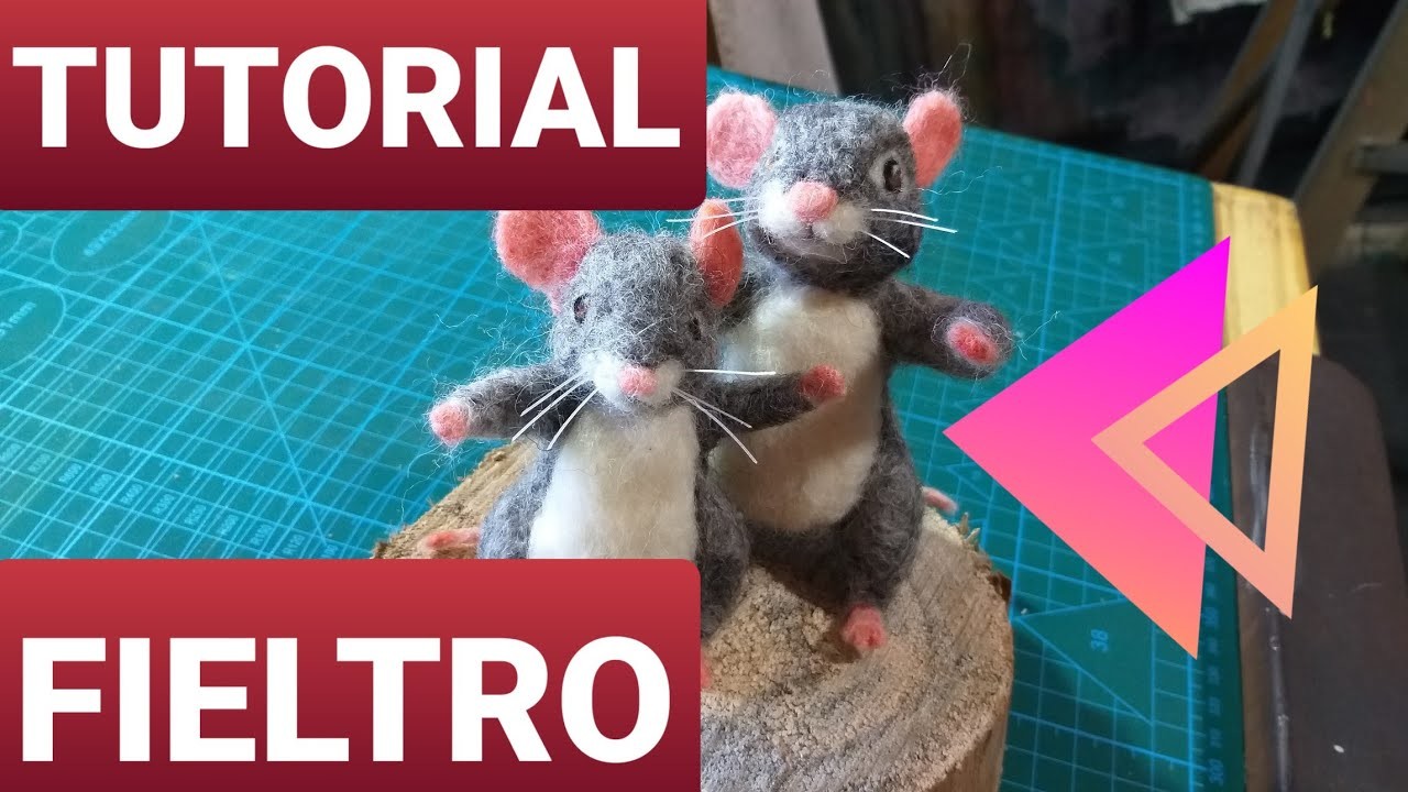 CÓMO HACER RATONCITO CON FIELTRO AGUJADO, LANA , VELLÓN , how to make mouse needle felting TUTORIAL