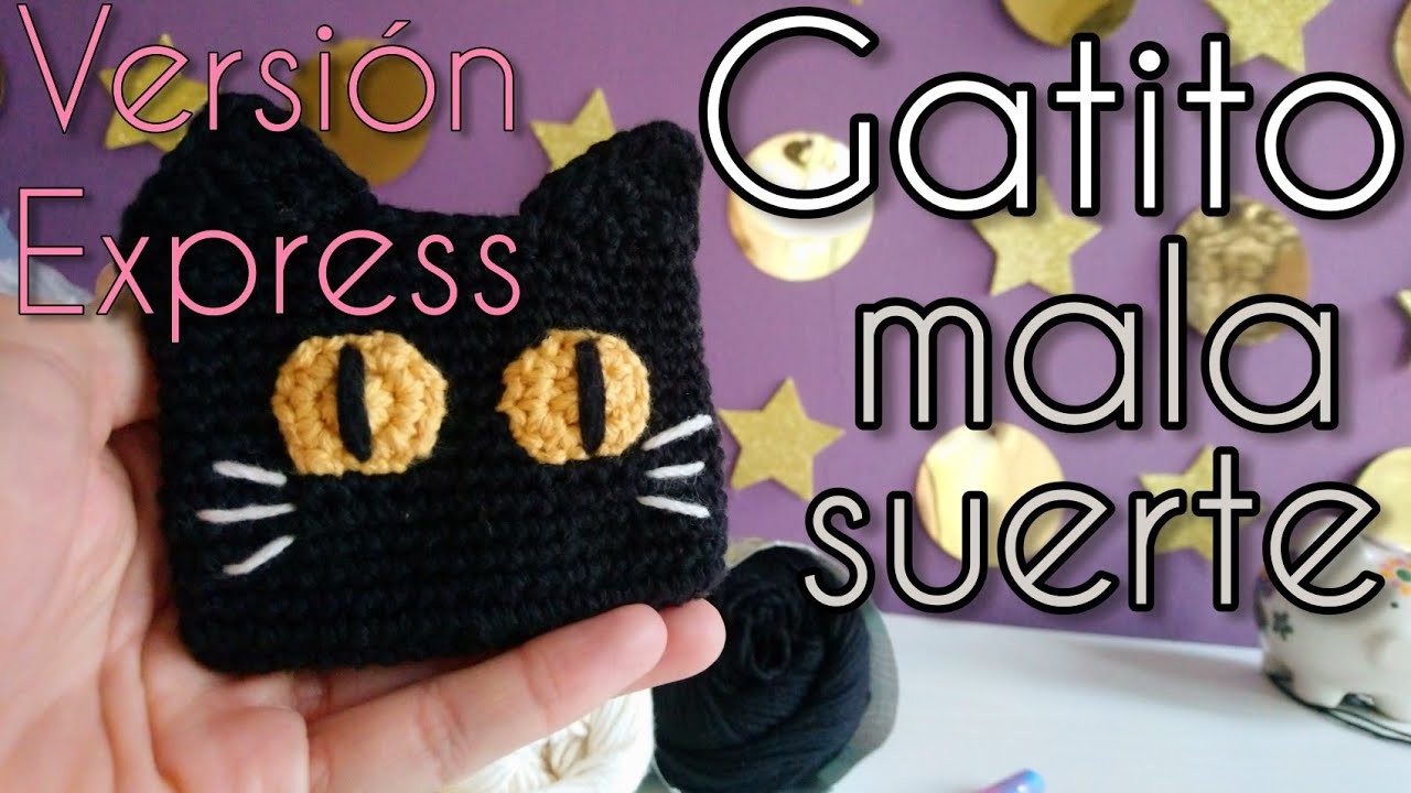 Tutorial EXPRESS monedero gatito mala suerte.cómo tejer monedero crochet amigurumi gato paso a paso