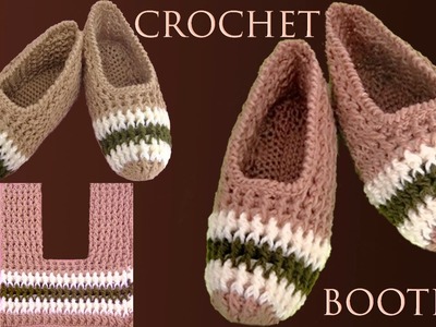 Zapatos a crochet tamaño adulto tejidos con ganchillo paso a paso en Punto elástico con diseños