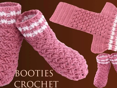 Zapatos a Ganchillo Crochet tamaño adulto en Punto Entrecruzado fácil de tejer con gancho