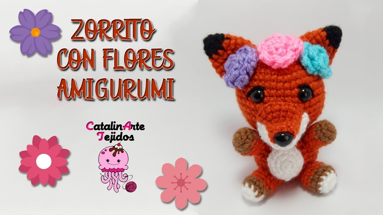 Zorro con flores amigurumi | CatalinArte Tejidos