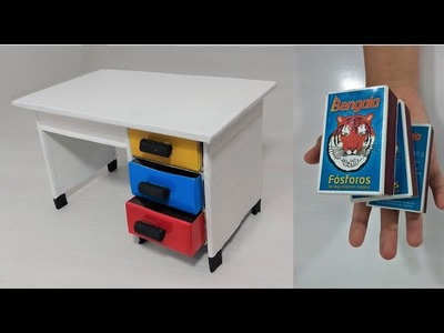 Como hacer un escritorio miniatura con cajas de cerillos fosforos manualidad