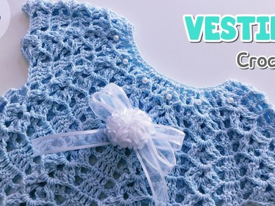 Como tejer a crochet-ganchillo un Vestido para bebe paso a paso. Parte 1