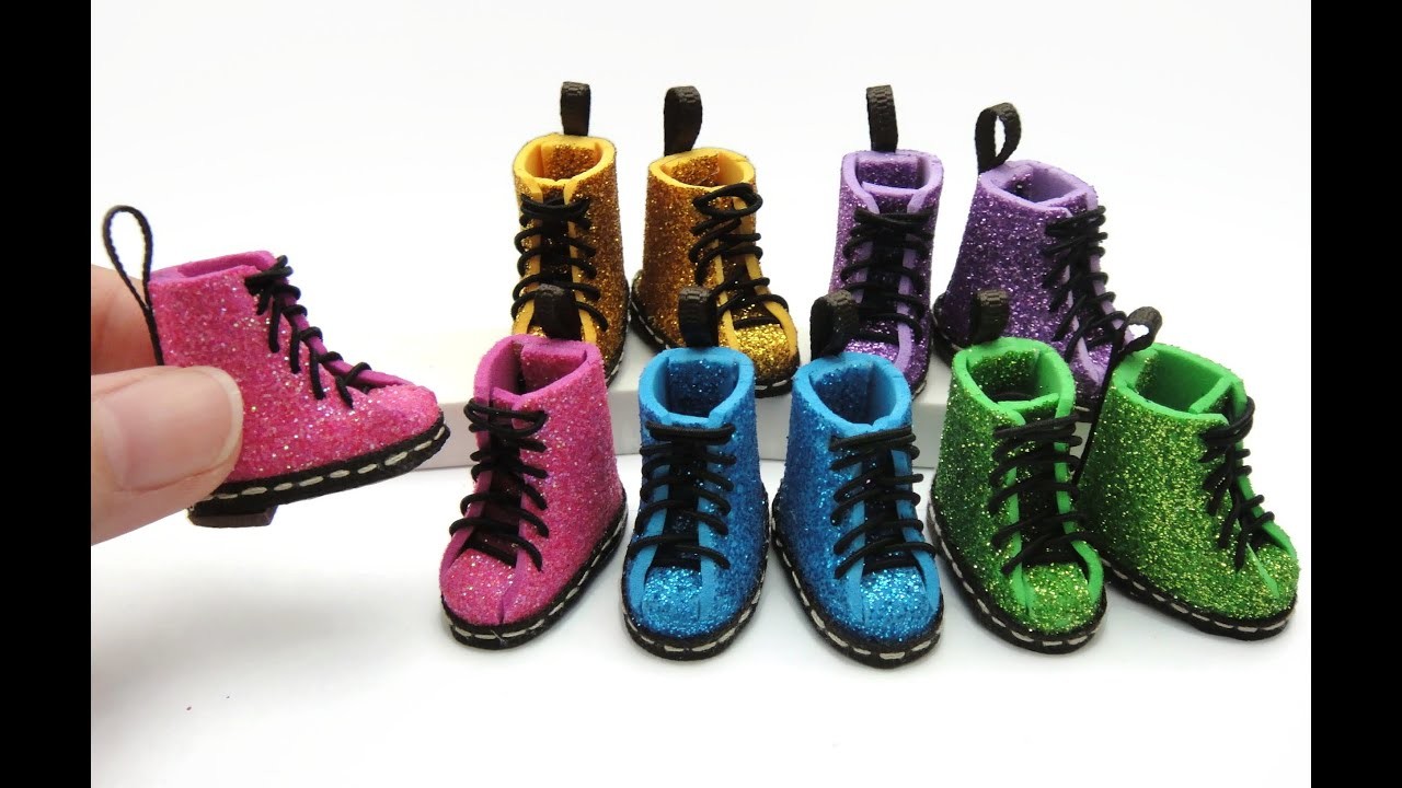 DIY Miniature Craft - Mini Glitter Shoes Boots Sneakers