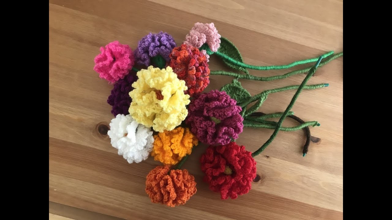 Flor CLAVEL a crochet (bonita y muy fácil de tejer)