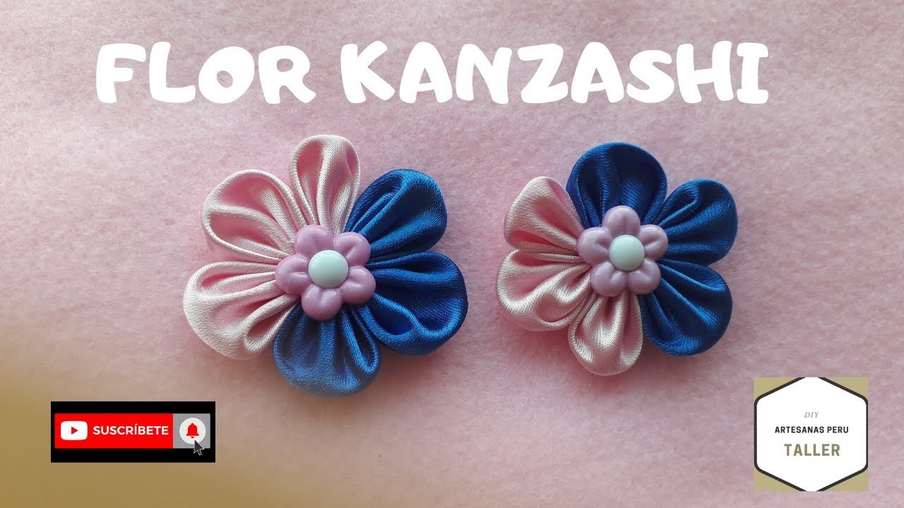 Flor KANZASHI de dos colores - DIY paso a paso de flor kanzashi ????