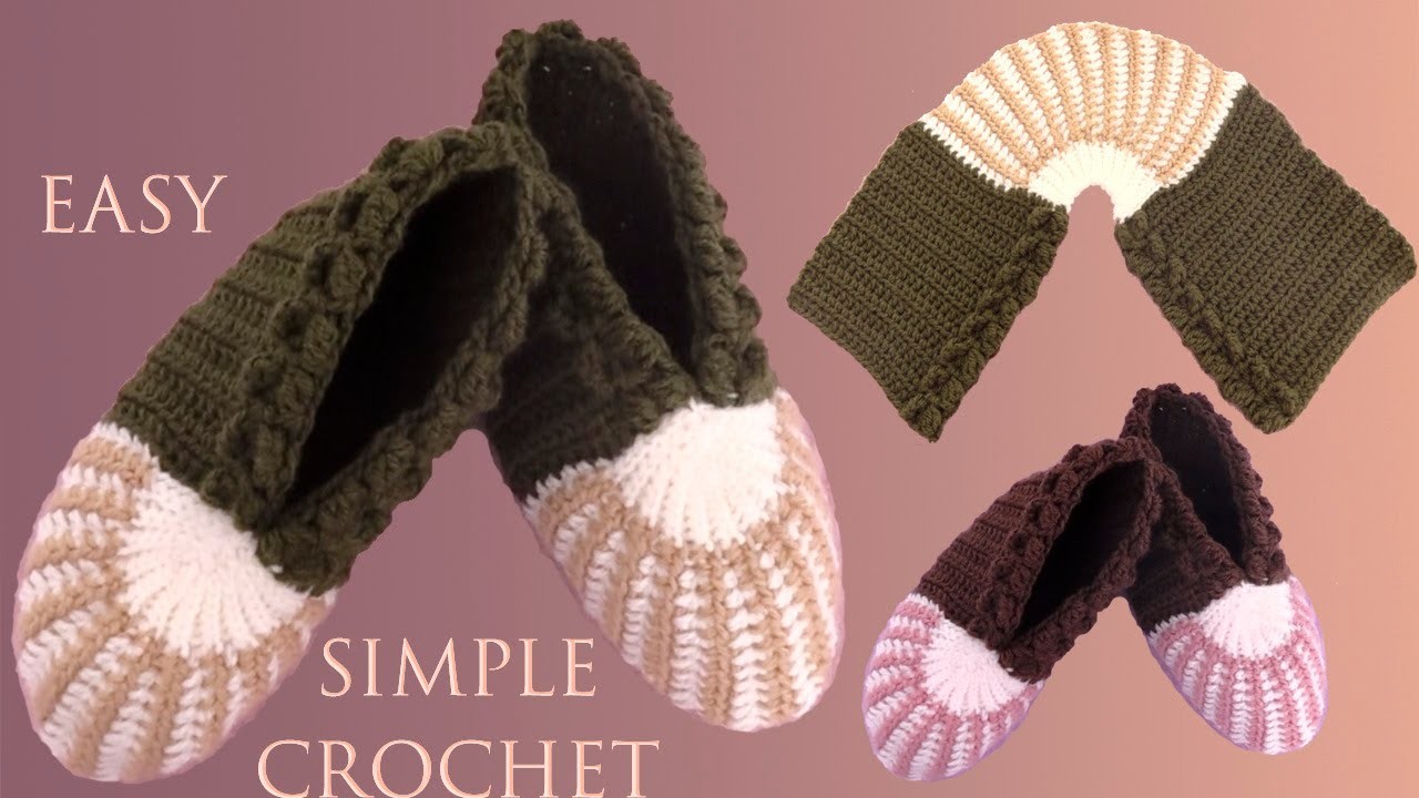 Zapatos a Crochet tamaño adulto en Punto trenzas 3D con diseños tejidos con ganchillo
