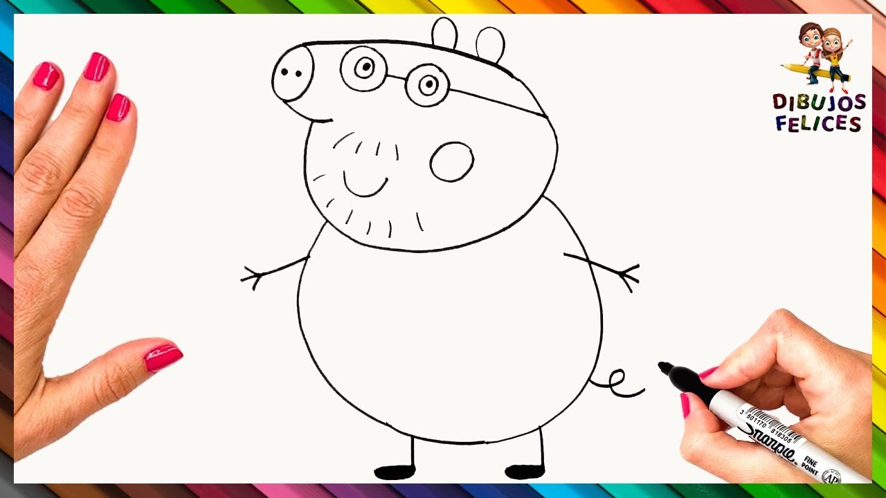 Cómo Dibujar A Papa De Peppa Pig - Dibujos de Peppa Pig