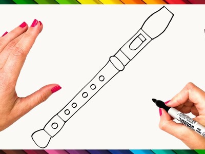 Cómo Dibujar Una Flauta Paso A Paso - Dibujo Fácil De Flauta