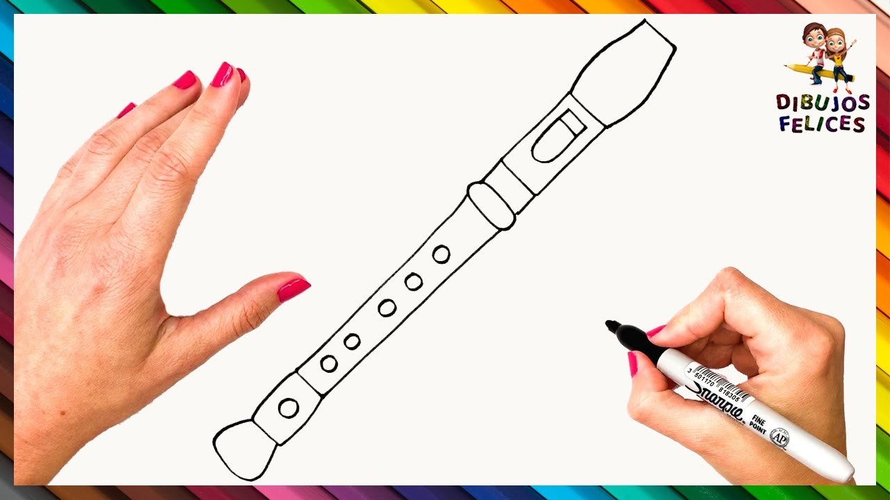 Cómo Dibujar Una Flauta Paso A Paso - Dibujo Fácil De Flauta