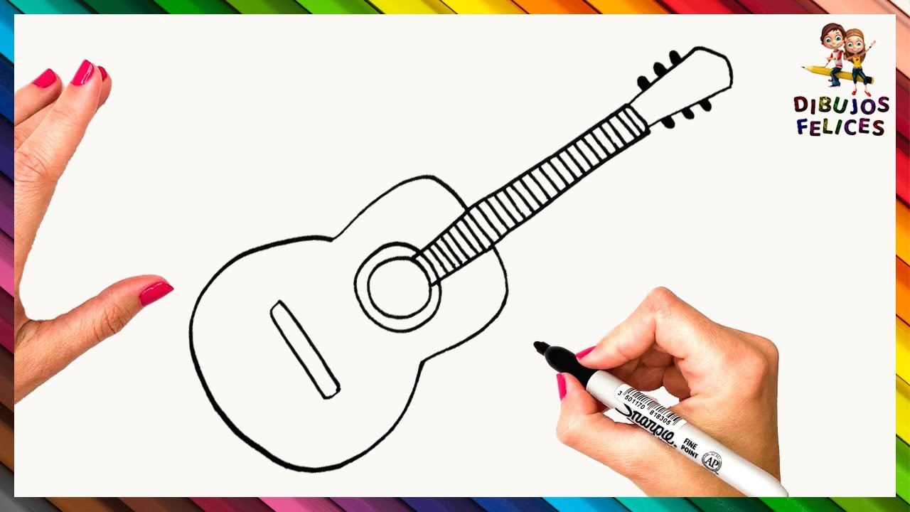 Cómo Dibujar Una Guitarra Acústica Paso A Paso ???? Dibujo Fácil De Una Guitarra Acústica