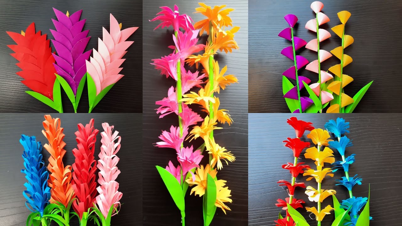 5 hermosas flores de papel | Ideas sencillas de decoración de habitaciones