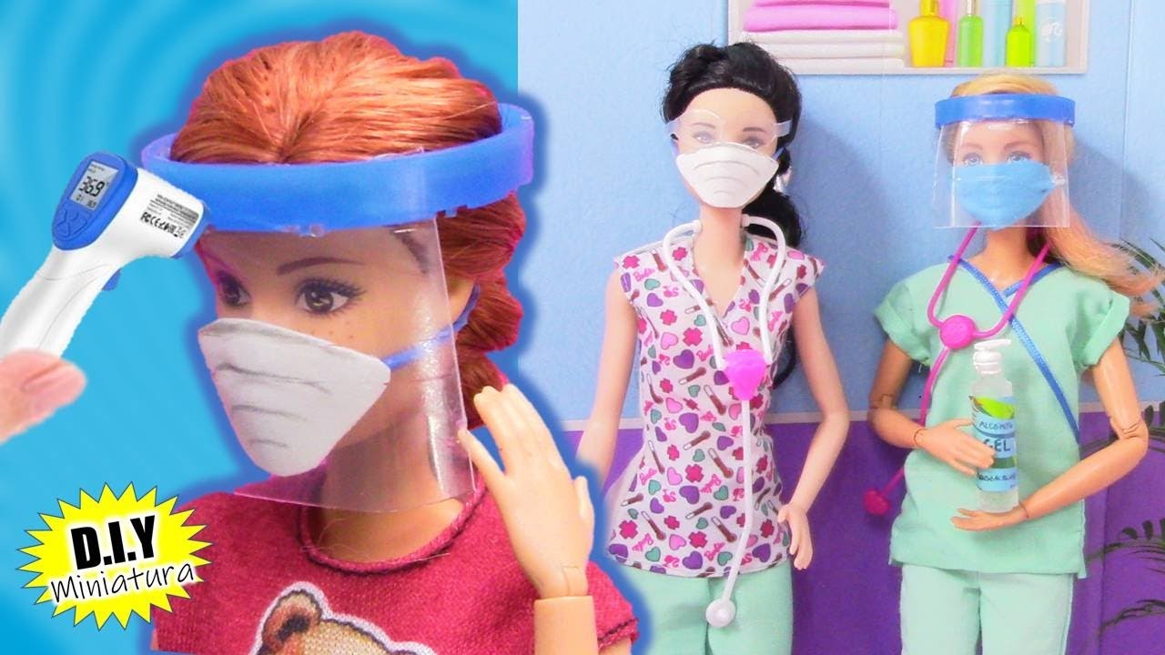 DIY???? Como hacer Mascarillas, Gel, Careta, y Accesorios para la Cuarentena en Miniatura para Barbie!!