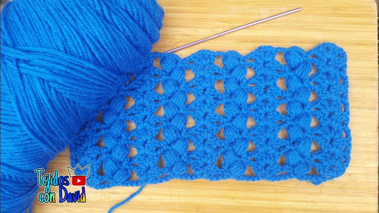 Combinación  de abanicos con puntos puff a crochet