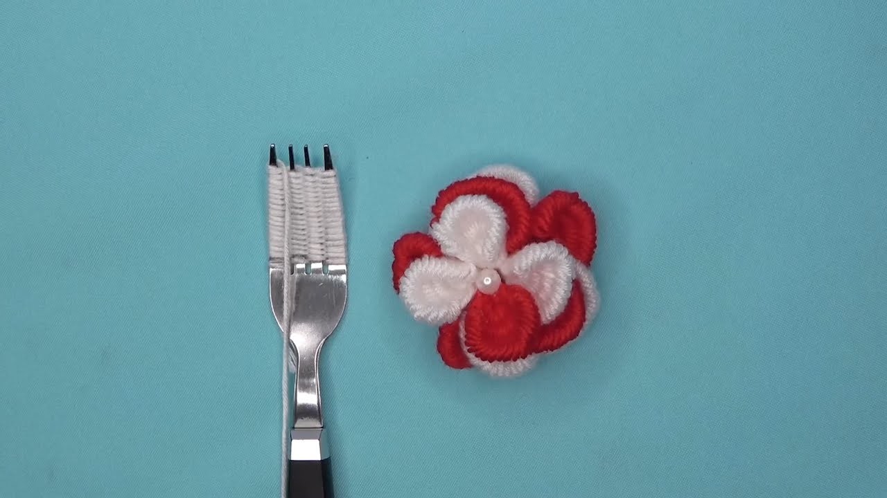 Cómo Hacer Flores Tejidas con Tenedor | Woolen Flower with Fork