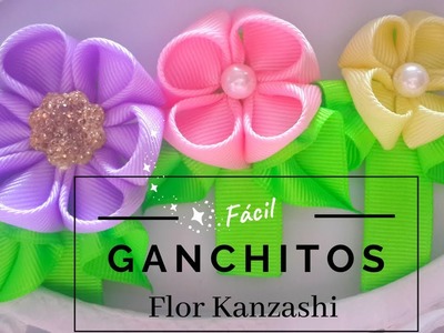 Lazos Flor Kanzashi FACIL  Kanzashi Flowers  Lacitos  Flores. Lazos Mi Consentida