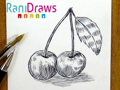 Cómo dibujar CEREZAS con bolígrafo - Paso a paso